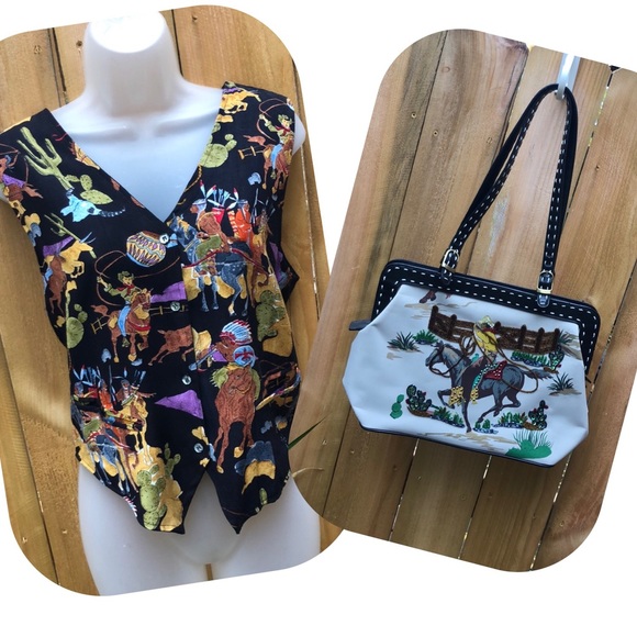 Fun One of a kind  Fashion Shoulder Bag Western Theme Vintage Cowgirl Favorite - Picture 16 of 16